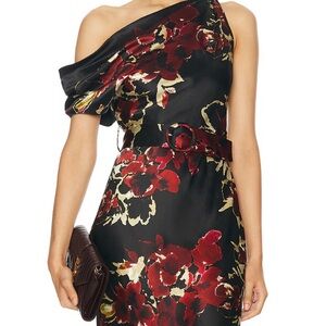 Floral Black and Red Dress